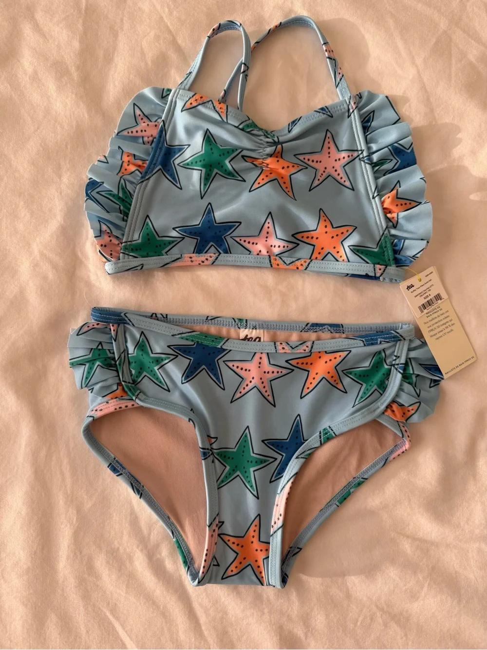 Tea Collection Girls' RUFFLE TWO-PIECE SWIM SET Size 6
